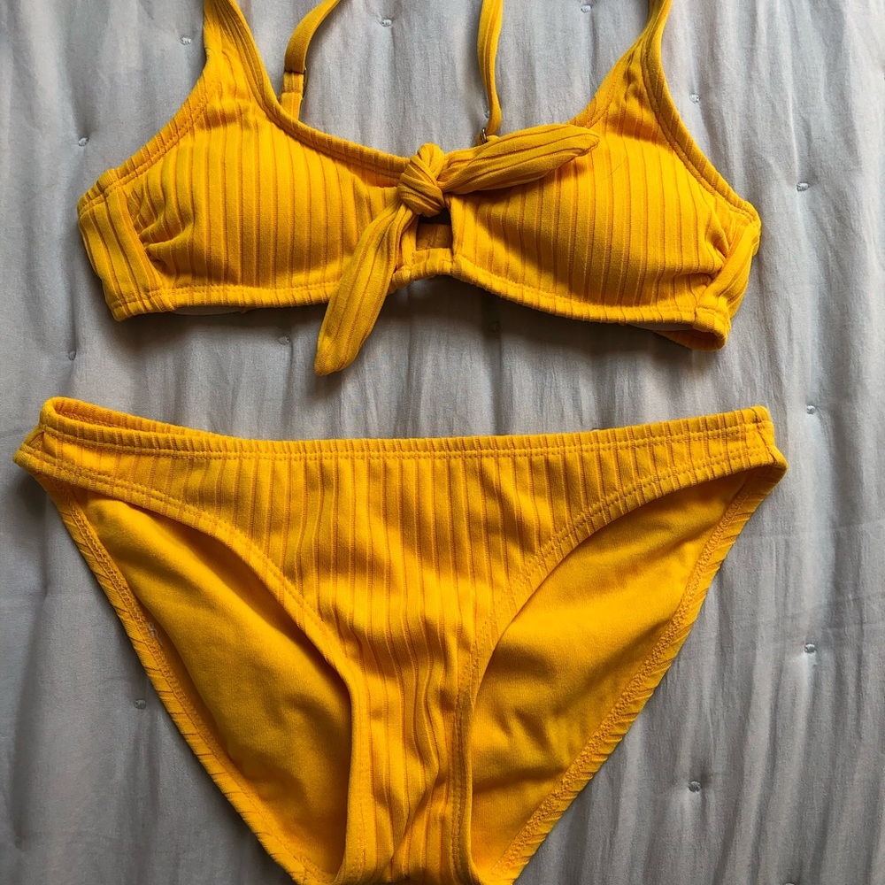 XS Yellow Ribbed Bikini